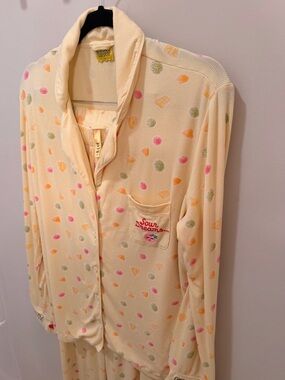 Fruit Riot Women's Yellow Ribbed
Knit Long Sleeve Sleepwear Pajama size L
